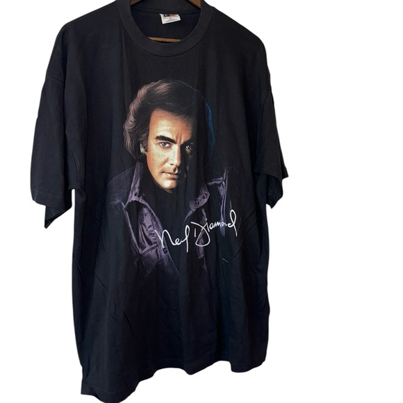 Vintage Neil Diamond US Tour 1996 Band Tee Black Purple Headshot Preloved Sz XL - Picture 3 of 13